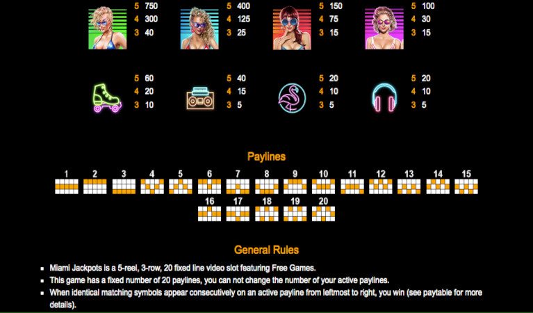 Miami Jackpots Symbols