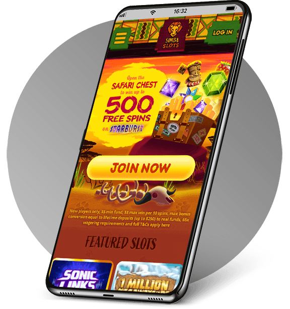 Simba Slots mobile casino is available